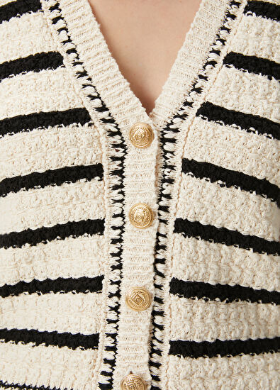 Beymen Club Ekru Siyah Çizgili Yelek - 6