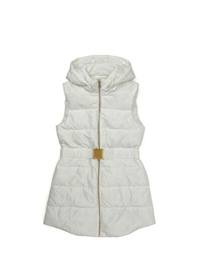 Beymen Club Beyaz Kapüşonlu Kemerli Puff Yelek - 7