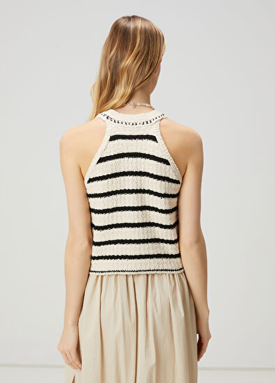 Beymen Club Ekru Siyah Çizgili Yelek - 5
