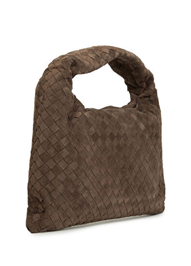 Hop Medium Koyu Kahverengi Kadın Süet Çanta - Görsel 4