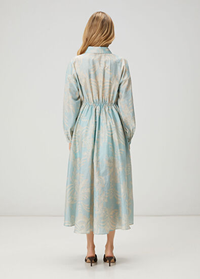 Beymen Club Mint Floral Midi Organza Shirt Dress - 5