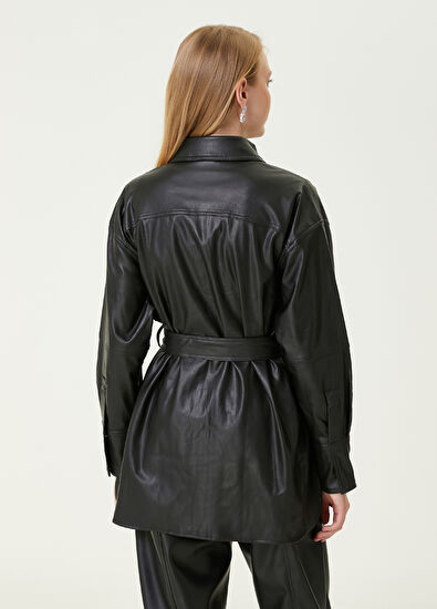 Beymen Club Siyah Kemerli Suni Deri Dış Gömlek - 6