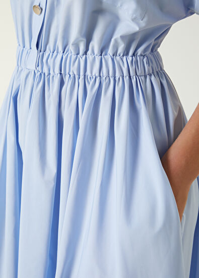 Beymen Club Mavi Apoletli Midi Elbise - 5