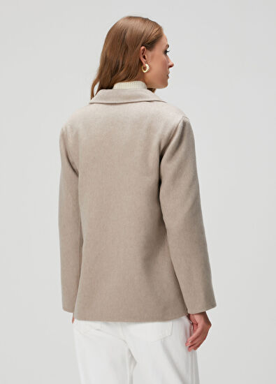 Oversize Vizon Kaşmir Ceket - Görsel 8