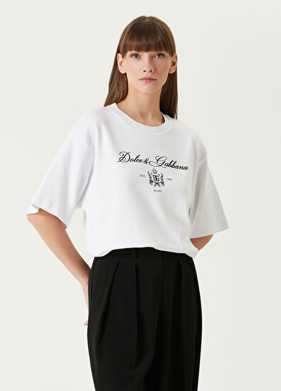 Dolce&Gabbana Beyaz Logo Baskılı T-shirt - 3