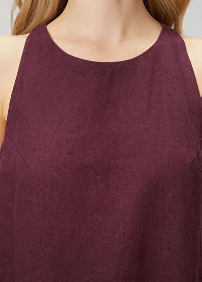 Beymen Club Burgundy A-Line Maxi Linen Dress - 6