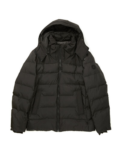 Beymen Club Siyah Kapüşonlu Garnili Kapitoneli Mont - 11