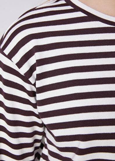 Beymen Club Clubby Burgundy White Striped Sweatshirt - 7