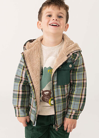 Boboli Colorful Patterned Welsoft Hooded Boys' Jacket - 3