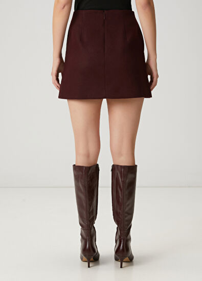Beymen Club Bordo Mini Yün Etek - 4