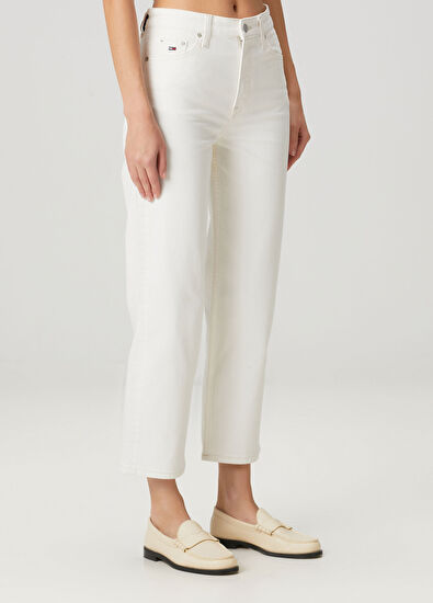 Tommy Jeans Layla Slim Straight Beyaz Jean Pantolon - 3