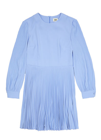 Beymen Club Mavi Pile Detaylı Mini Elbise - 7