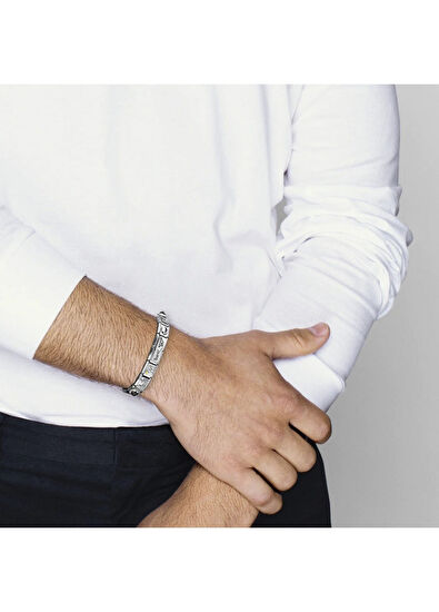 Orijinal İtalyan Gümüş Kalp Link Charm Çelik Unisex Bileklik - Görsel 6