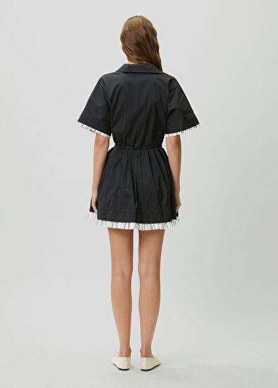 Beymen Club Siyah Taş Logolu Mini Gömlek Elbise - 5