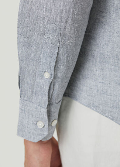 Beymen Club Comfort Fit Grey Linen Shirt - 6