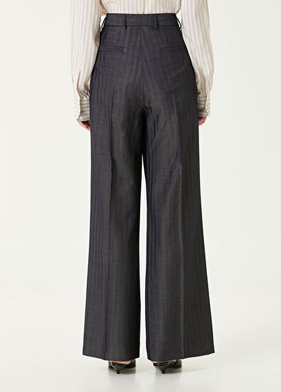 Etro Koyu Mavi Çizgili Yün Pantolon - 5