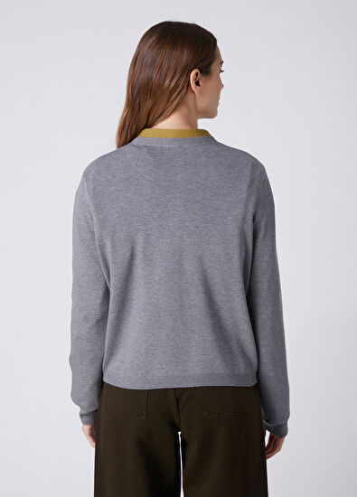 Beymen Club Grey Melange Dog Jacquard Sweater - 5