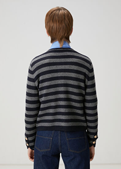 Beymen Club Lacivert Gri Çizgili Triko - 6