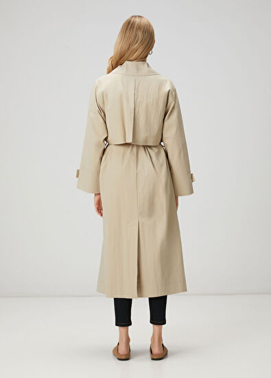 Beymen Club Papertouch Oversize Beige Overcoat - 5