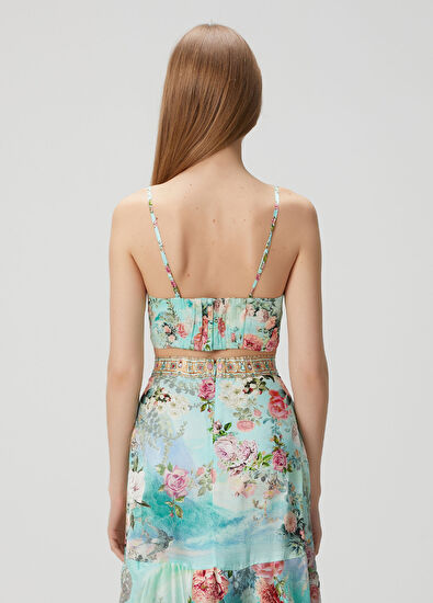 Camilla Yeşil Çiçekli İpek Büstiyer - 4