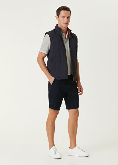 Beymen Club Navy Blue Hooded Double-Sided Vest - 4