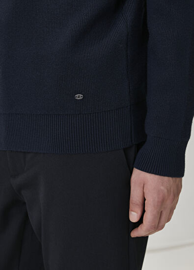 Beymen Club Navy Blue Stripe Jacquard Sweater - 7