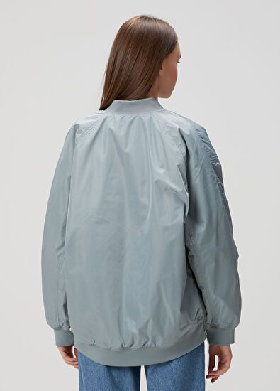 CK Jeans Long Mavi Bomber Ceket - 4