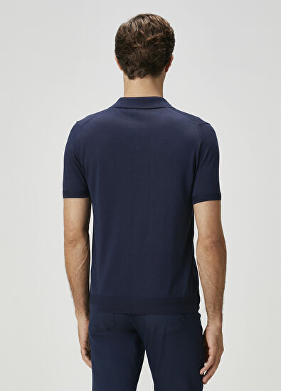 Beymen Club Navy Blue Short Sleeve Silk Polo Sweater - 6