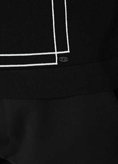 Beymen Club Black Knit Line Jacquard Short Sleeve Sweater - 7