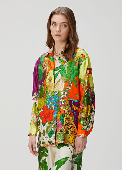 Alemais Desenli İpek Gömlek - 3