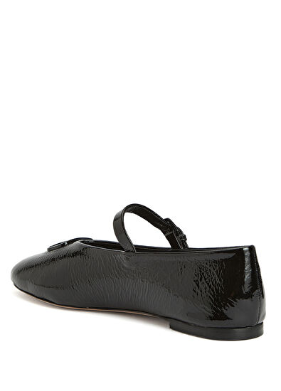 Beymen Club Mary Jane Siyah Kırışık Rugan Deri Babet - 3