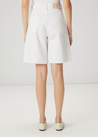 Beymen Club Kırık Beyaz Denim Bermuda - 5
