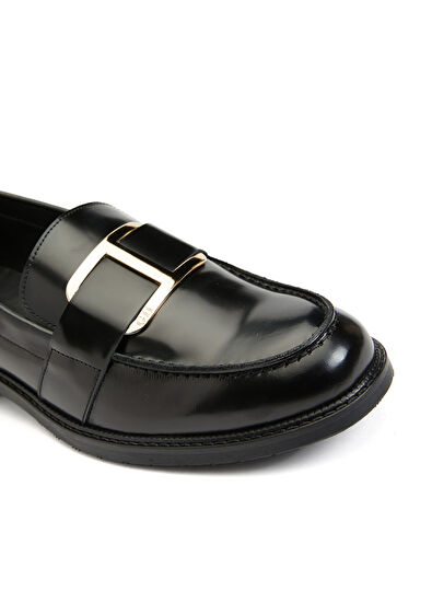 George Hogg Siyah Kadın Deri Loafer - 7