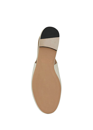 Beymen Club Ekru Kaz Logo Deri Babet - 5