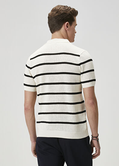 Beymen Club Cream Navy Blue Polo Knitwear - 5