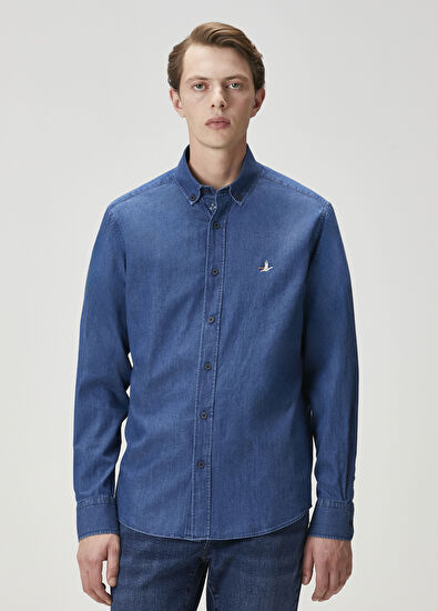 Beymen Club Comfort Fit Lacivert Denim Gömlek - 3