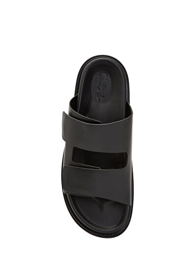 Beymen Club Siyah Çift Bant Erkek Deri Terlik - 4