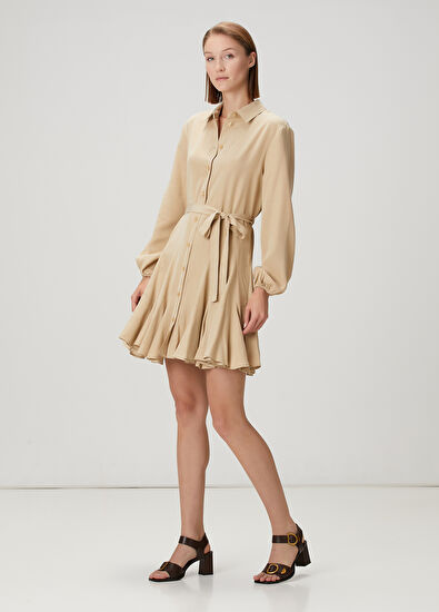 Beymen Club Beige Mini Shirt Dress - 3