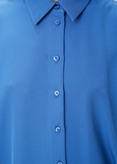 Beymen Club Mavi Mini Krep Gömlek Elbise - 5