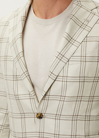 LUIGI BORRELLI Light Gray Plaid Wool Jacket - 5