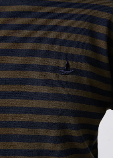 Beymen Club Khaki Navy Blue Striped Sweatshirt - 6