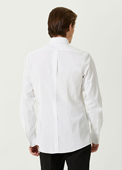 Dolce&Gabbana Beyaz Açık Yaka Smokin Gömleği - 4