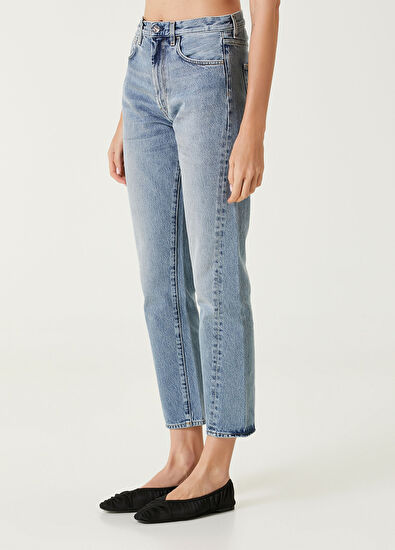 Toteme Mavi Crop Straight Jean Pantolon - 3