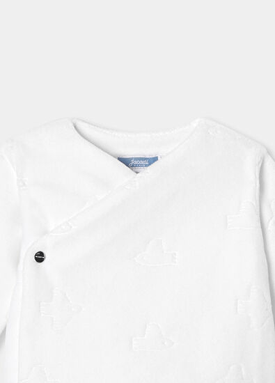 Jacadi Paris Beyaz Kadife Hırka ve Pantolon Unisex Bebek 2'li Set - 3