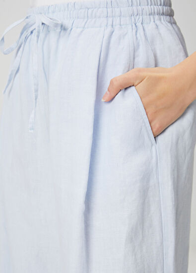 Beymen Club Light Blue Wide-Leg Linen Trousers - 5