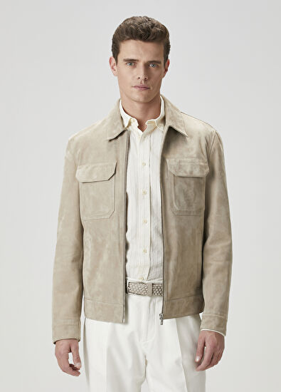 Beymen Club Beige Leather Jacket - 4