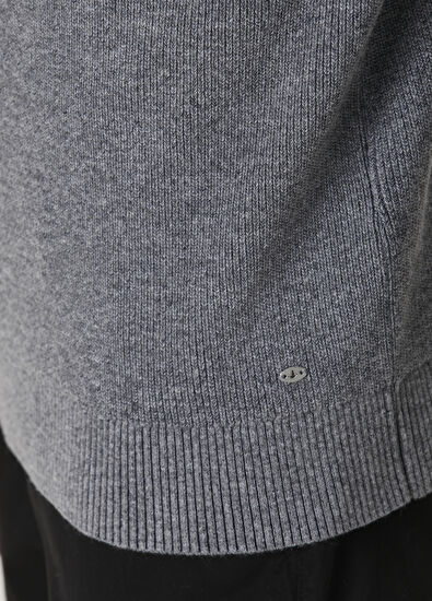 Beymen Club Grey Melange Collar Zippered Wool Sweater - 7