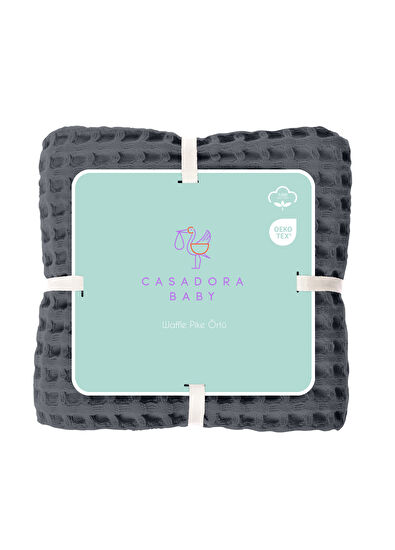 Casadora Baby Dark Grey 100% Organic Cotton Single Waffle Pique Cover 160 x 220 cm - 5