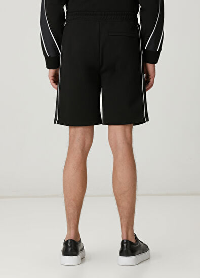 Beymen Club Black Waist Corded Contrast Piping Jersey Shorts - 3