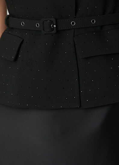 Siyah Yelek Detaylı Maksi Abiye Elbise - Görsel 7